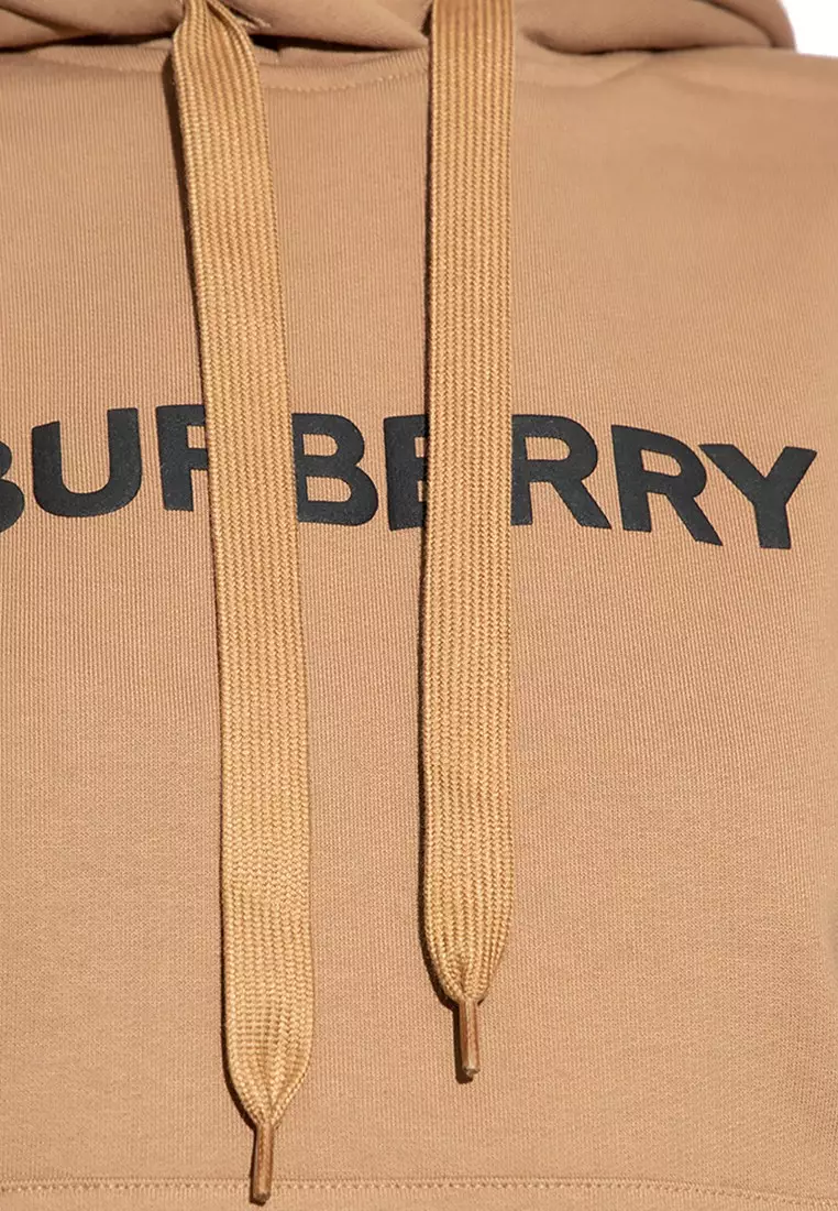 Logo Printed Hoodie in Camel