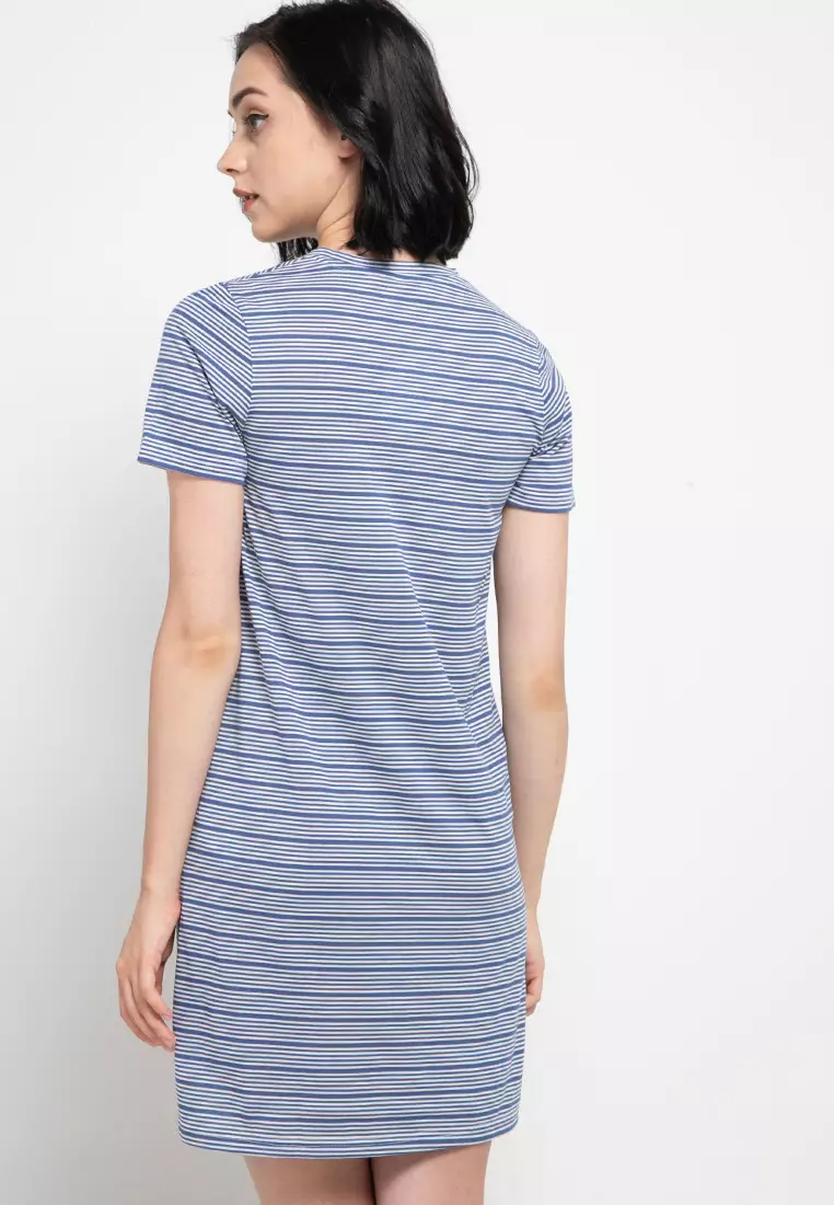 Daster Dress Stripe Pocket Sleepwear
