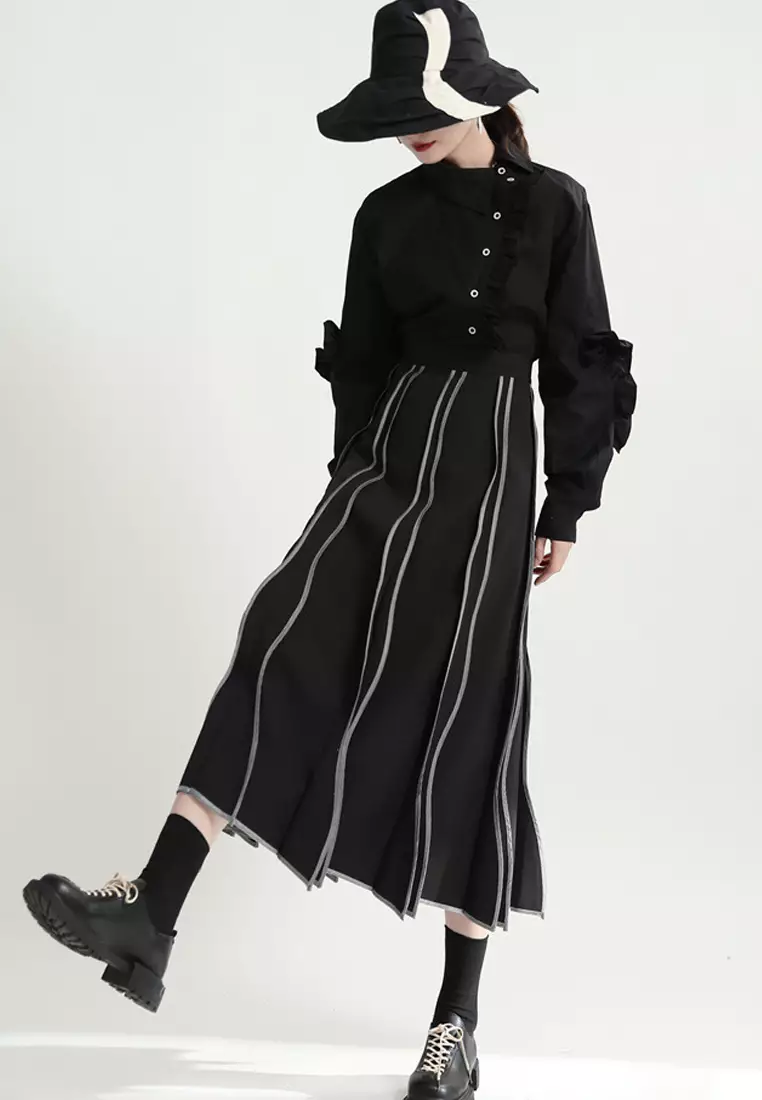 VANSA Fashion Pleated Panel Skirt VCW-Sk2672