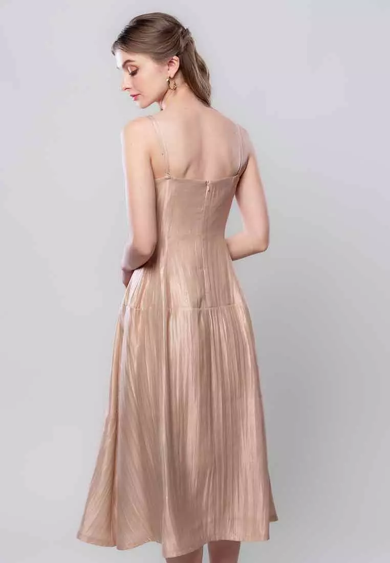Orivelle Sleeveless Satin Dress with Adjustable Strap