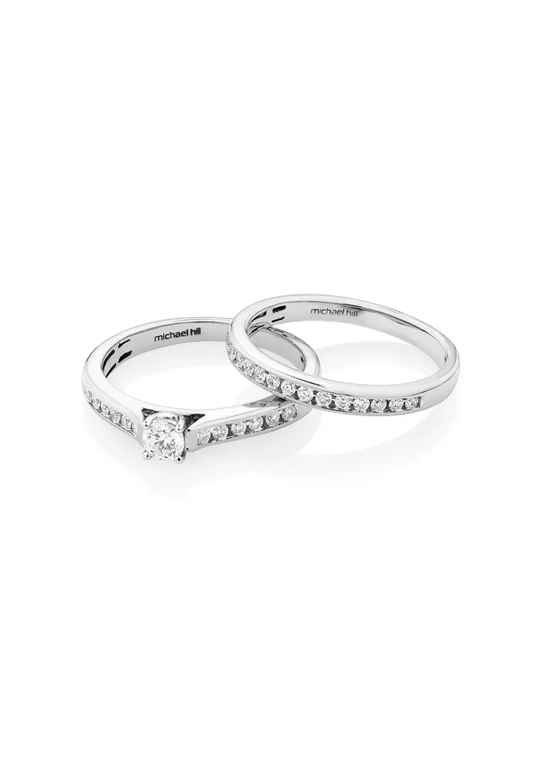 Bridal Set with 0.50 Carat TW of Diamonds in 14kt White Gold