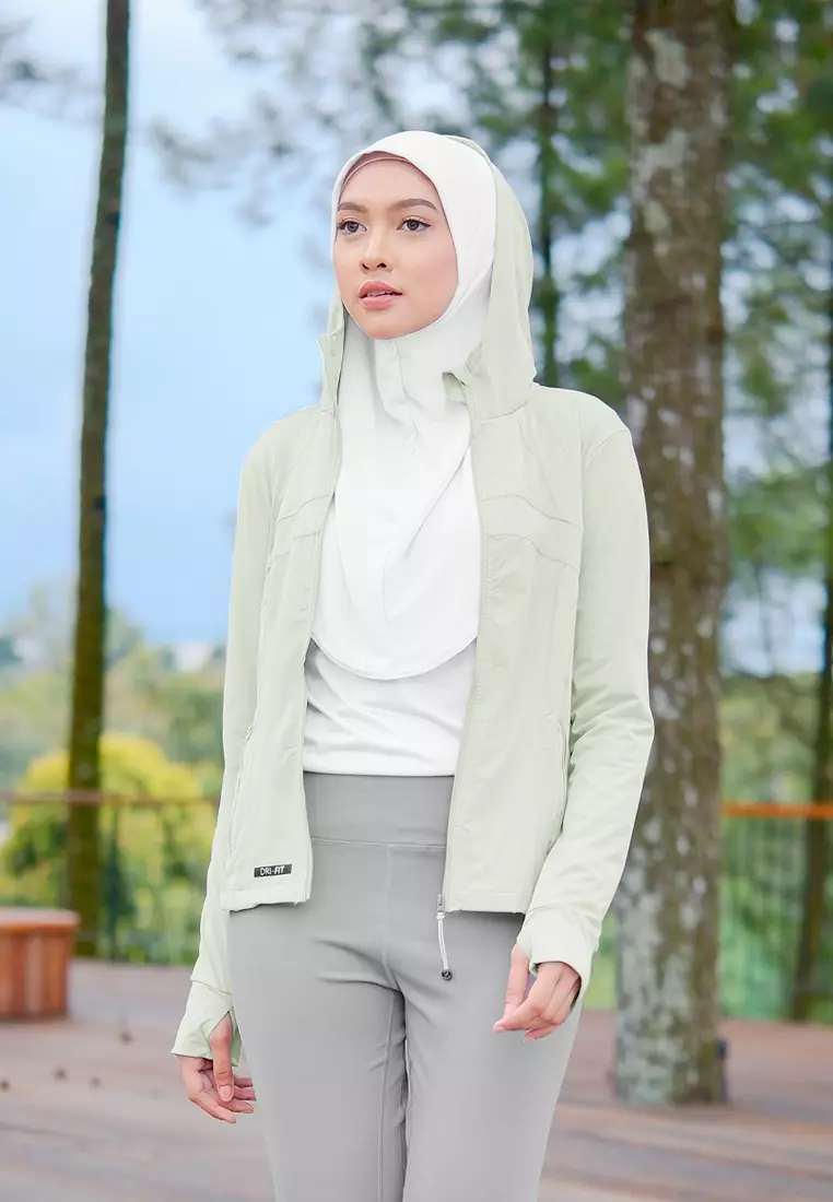 Zelena - Clemen Hoodie Fit | Jaket Olahraga Wanita Slim Fit Anti UV Gym Yoga Pilates - Mint Green