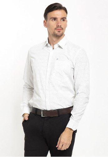 Jual Johnwin Johnwin Slim Fit Kemeja Formal Polkadot Single Pocket Putih Original Zalora Indonesia