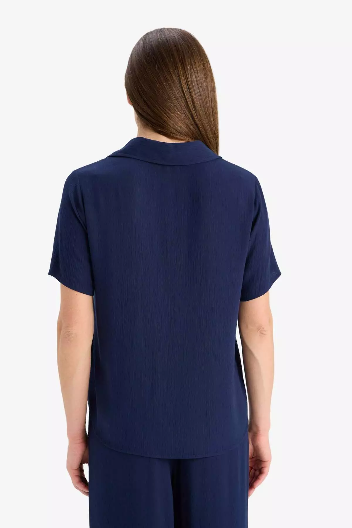 Regular Fit Crinkle Viscose Short Sleeve Shirt F5835Ax25Sm