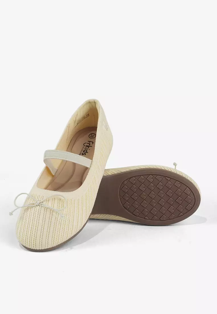 Sepatu Knit Flatshoes Ballerina Mary Jane Anak Perempuan T.Monica Yellow