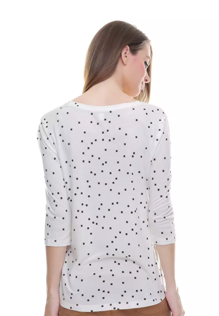 Regular Fit - Kaos Wanita - Lengan Panjang - Putih