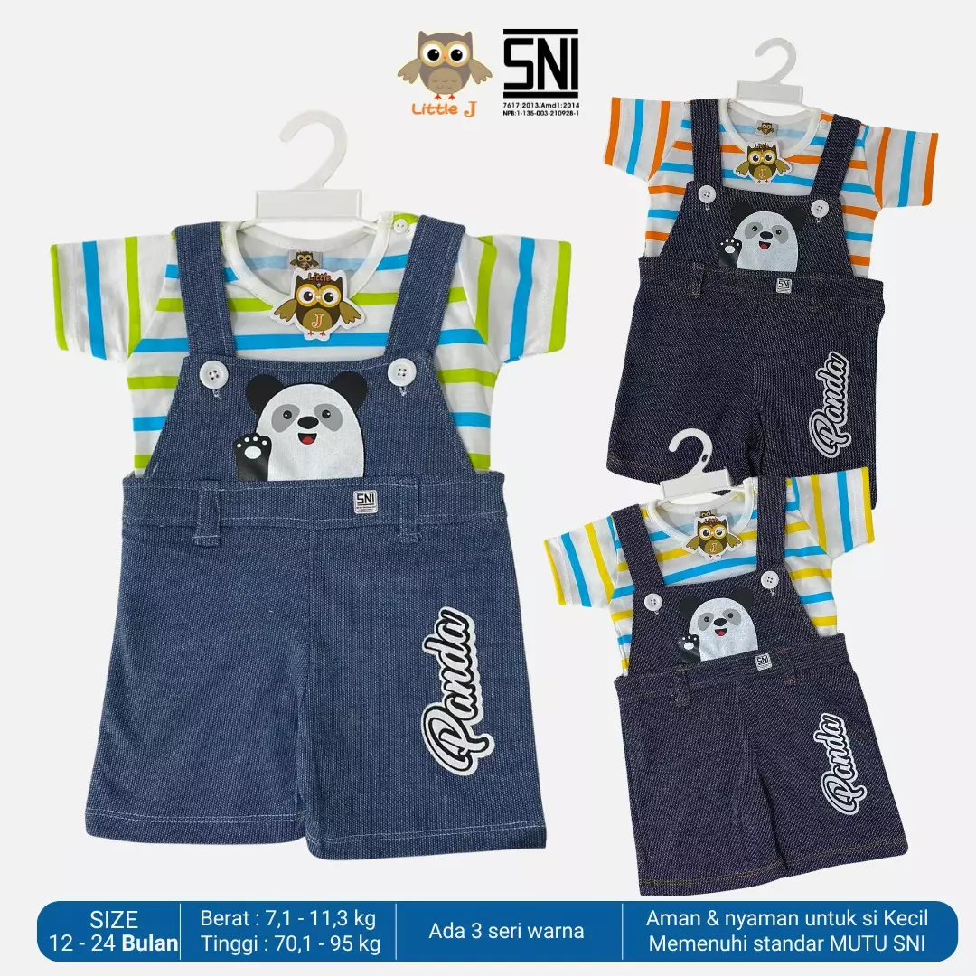 Little J - Denim and Bodysuit Set - Setelan Anak Laki Laki (Biru Kuning)