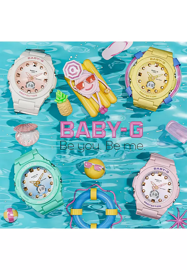 Casio Baby-G BGA-320-3A Playful Beach - Jam Tangan Wanita - Green - Resin Strap