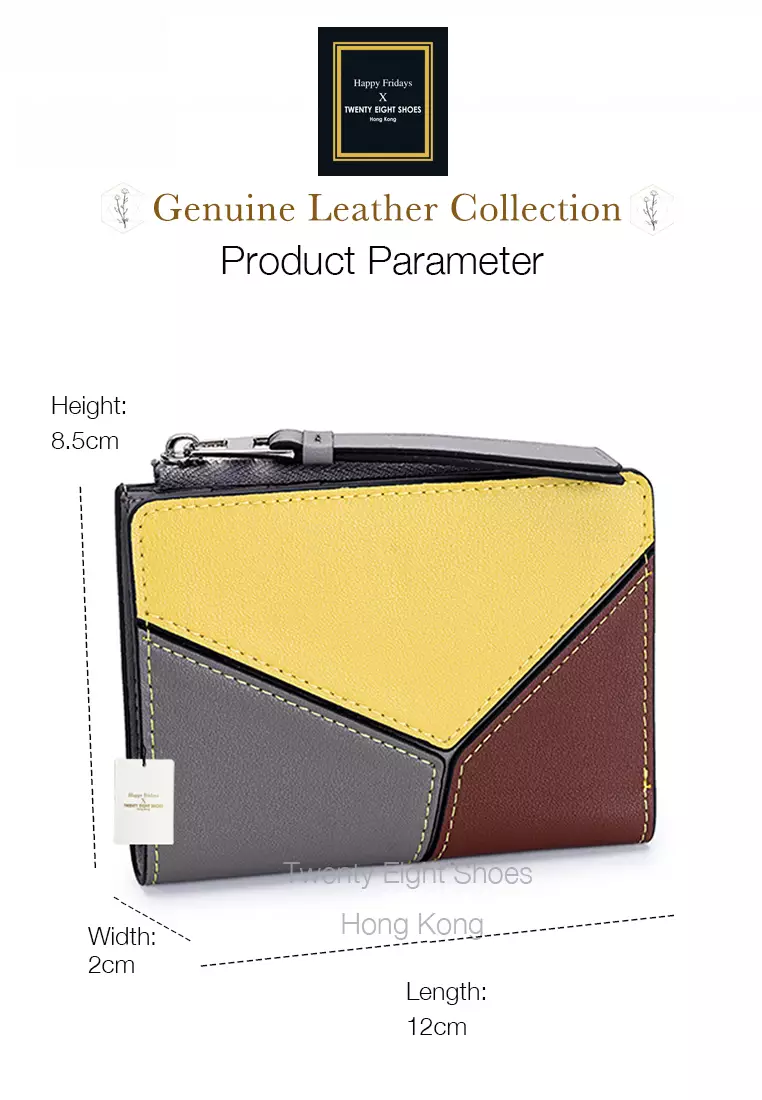 Genuine Leather Color Patching Bifold Wallet JW YT-109