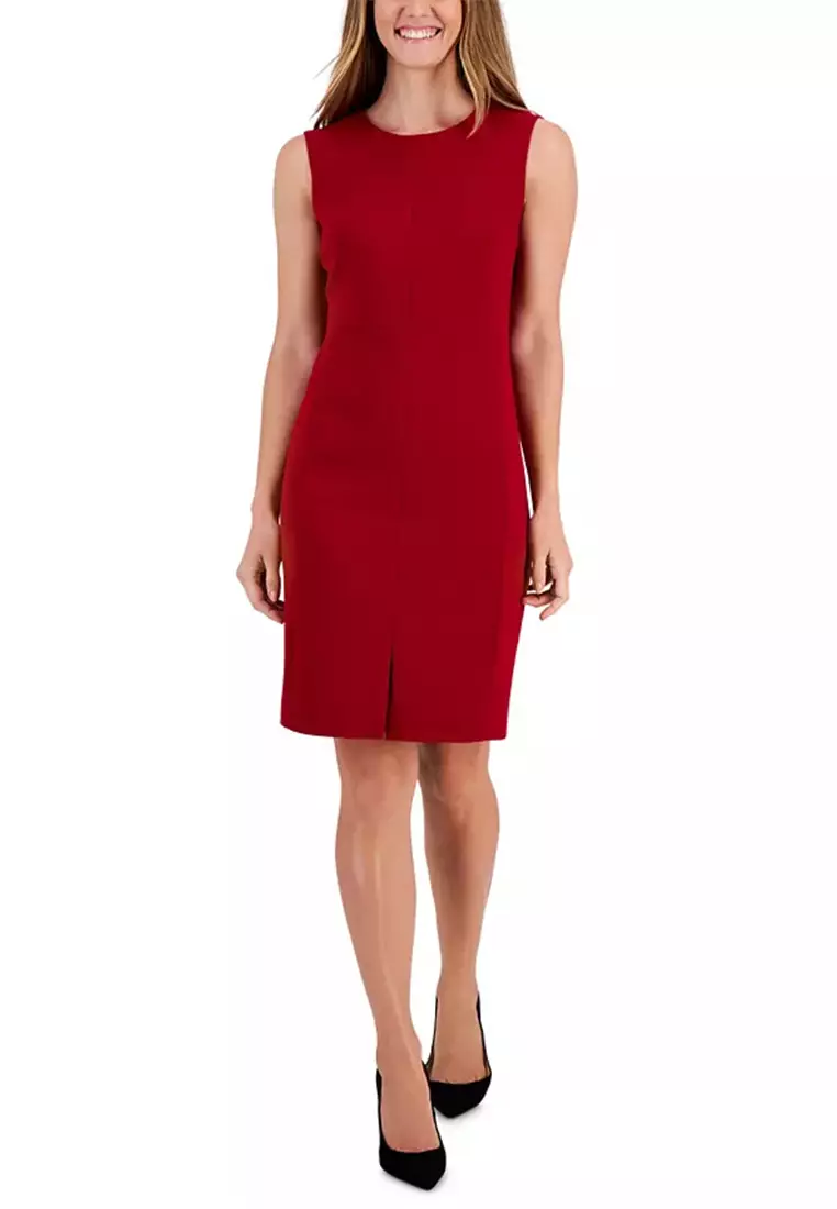 Buy Anne Klein Women s Round Neck Slit Front Compression Sheath