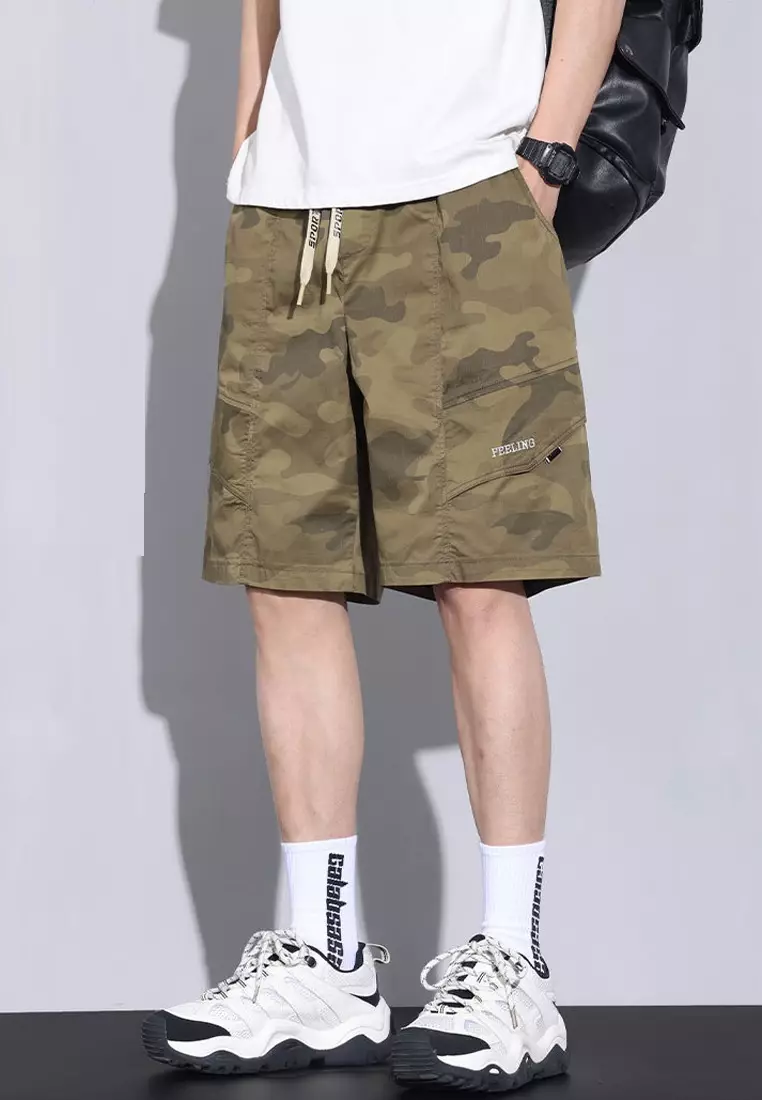 Camo Drawstring Casual Shorts