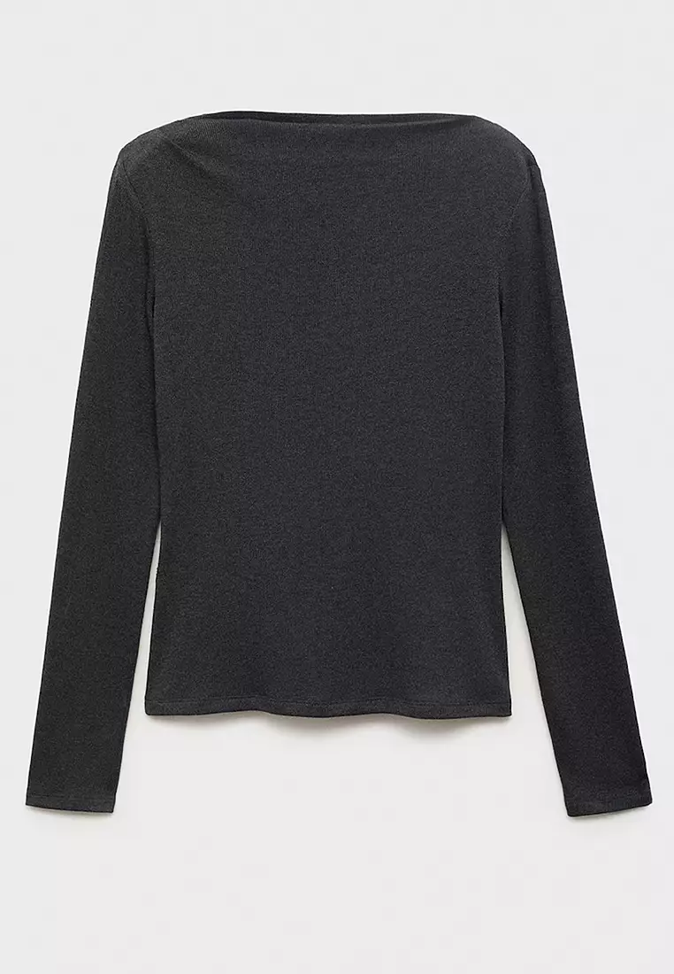 Long-Sleeved Boat-Neck T-Shirt