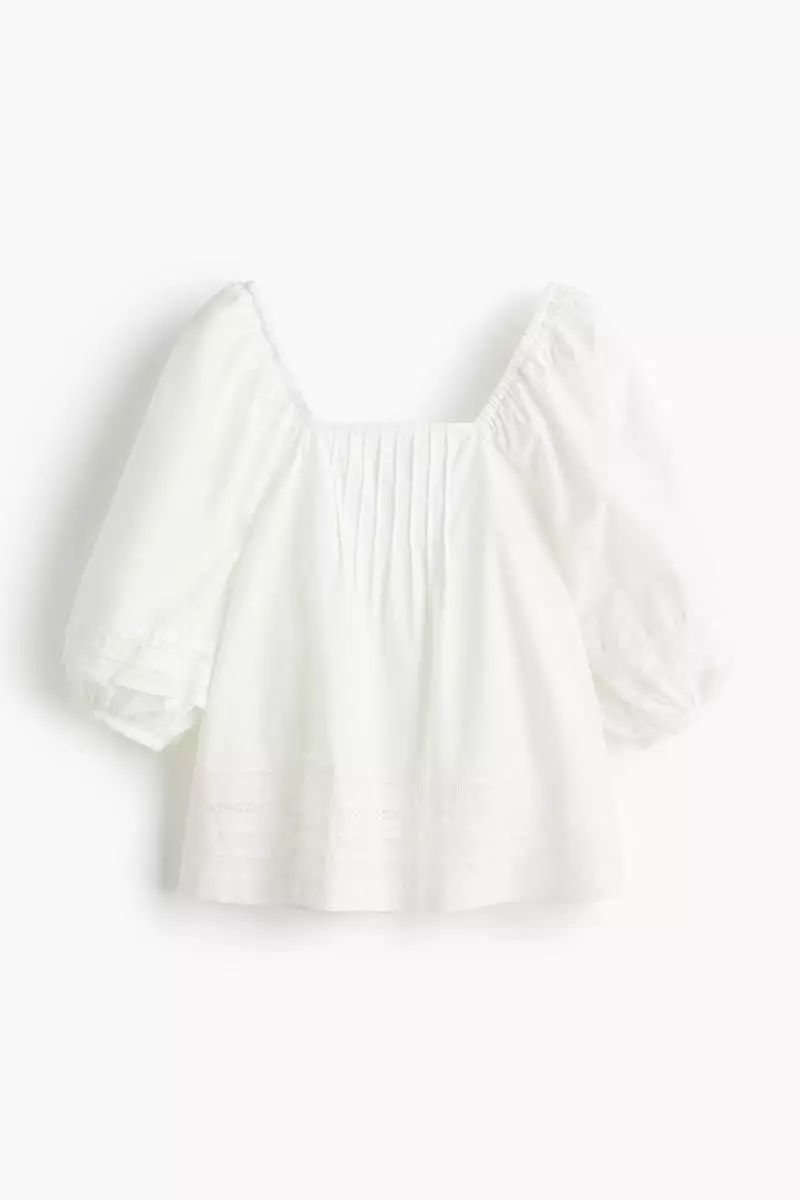 Pintucked cotton blouse