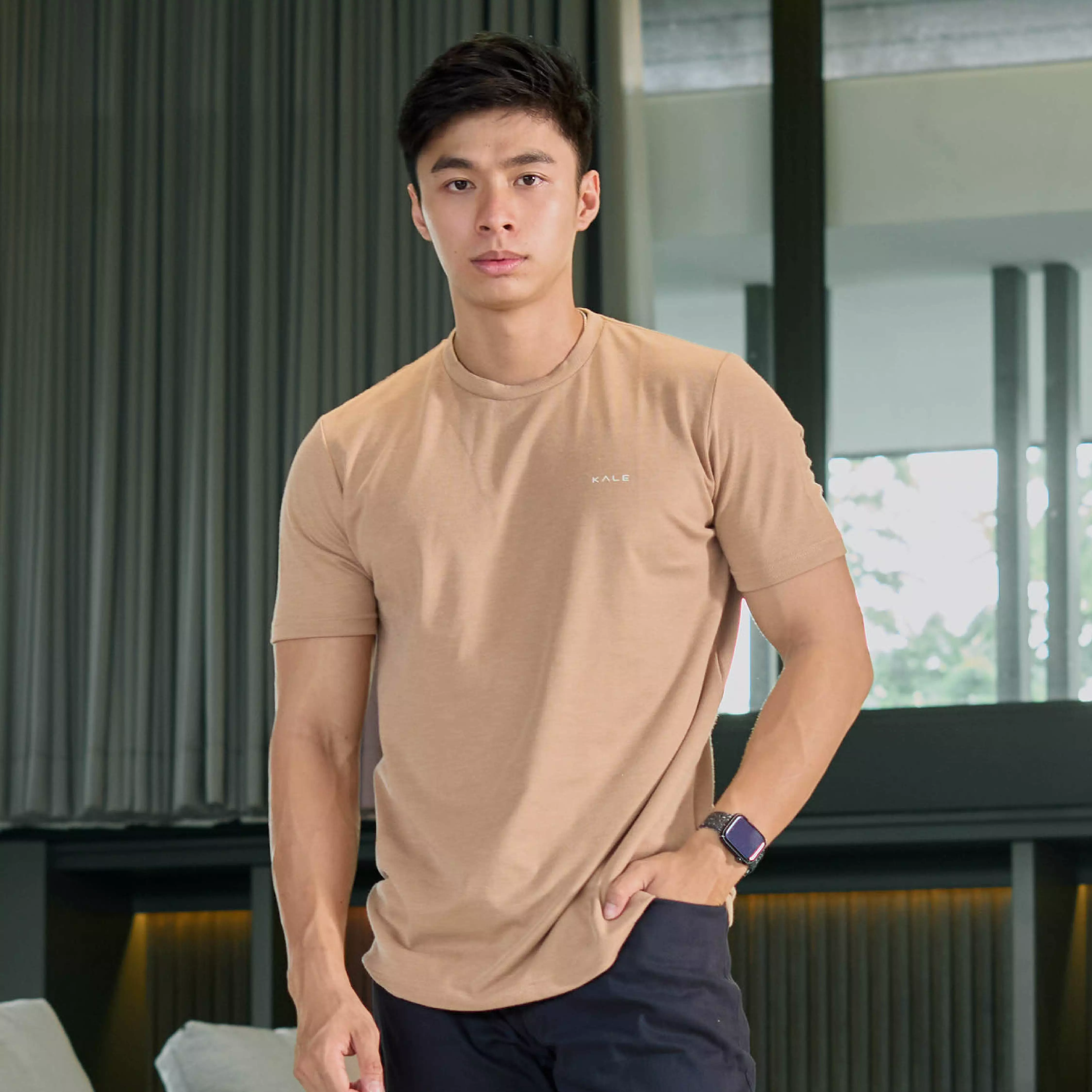 Kale Jovan Light Brown / Kaos Pria Basic Polos Lengan Pendek