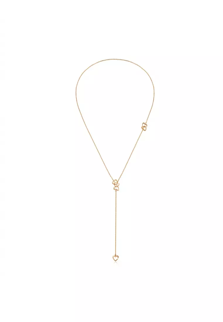Delicate Gold 18K Rose Gold Love Heart Necklace for Women 92632N