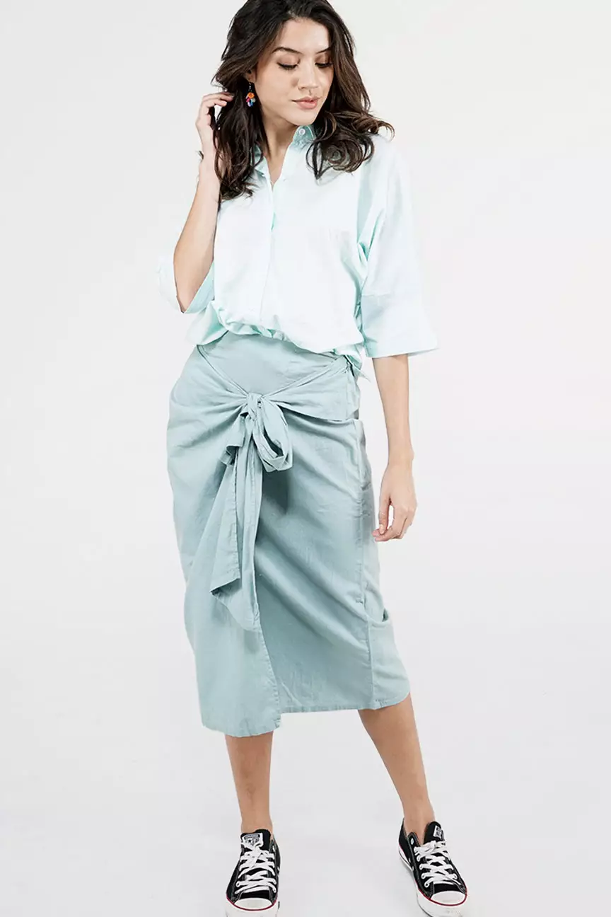 Kemeja Wanita Lilstripe White Green