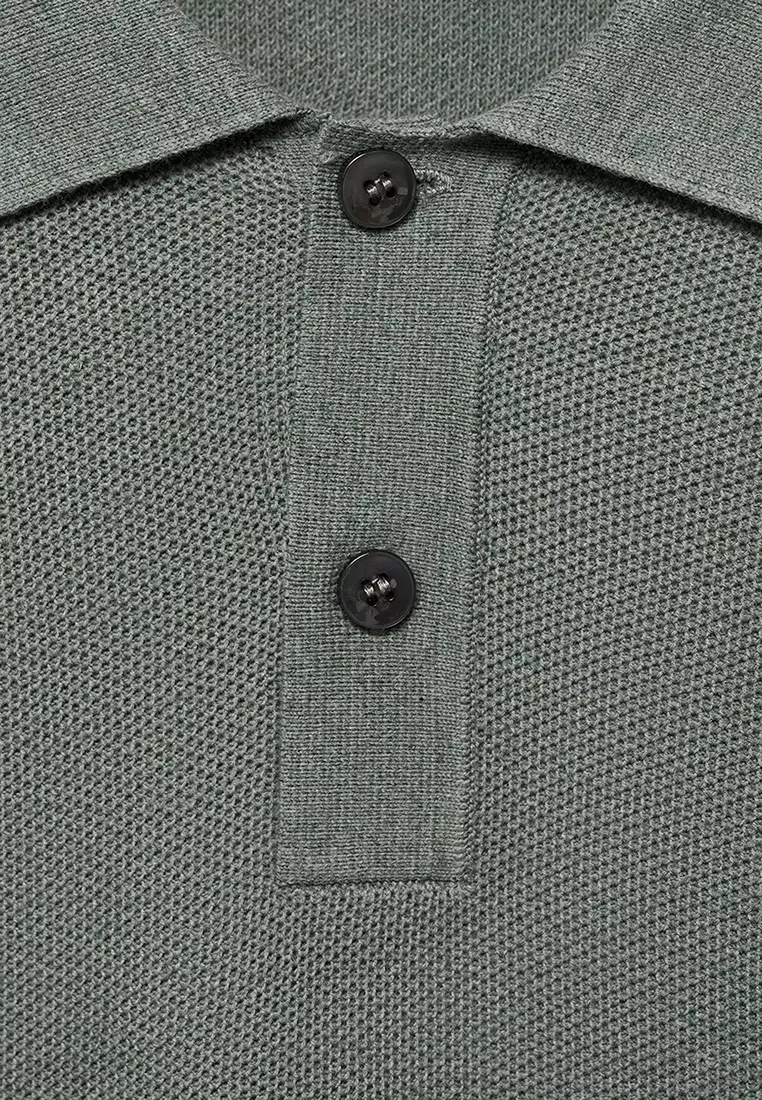 Micro-Structured Cotton Polo Shirt