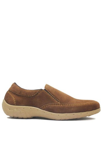 D-Island Shoes Slip On Chukka Suede Leather Soft Brown