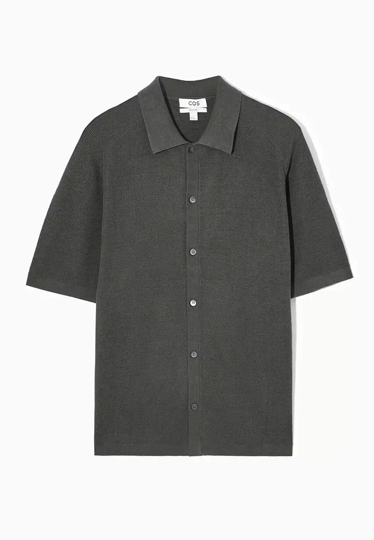 Ribbed-Knit Linen Shirt