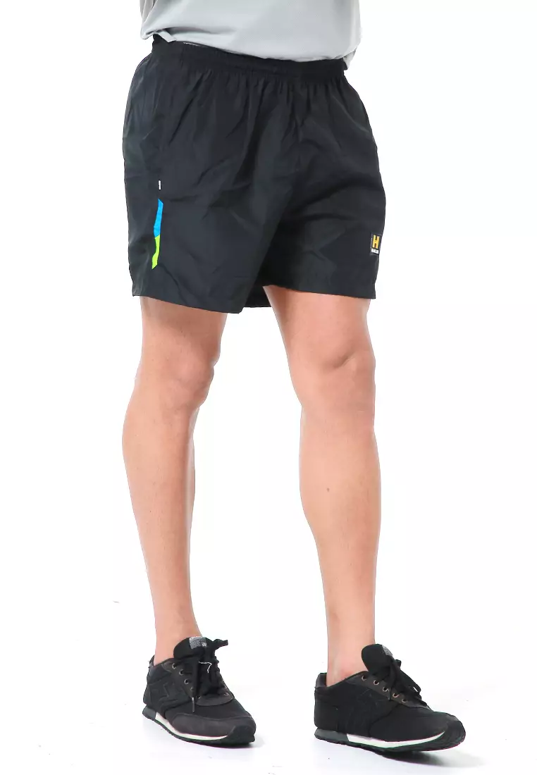 Halburt Celana Pendek Olahraga Pria Short Pants Kasual Simple Material Parasut ORIGINAL - Black Blue