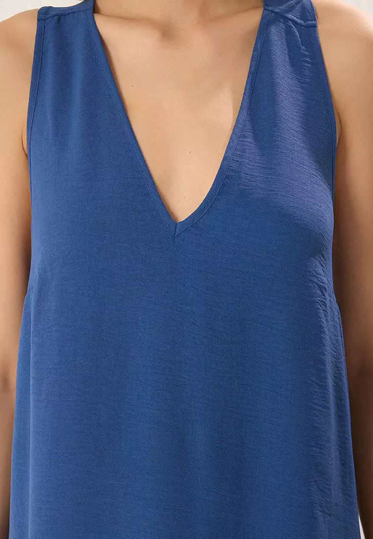 Indigo Straight Cut Maxi Woven Dress TWOSS25EL00247