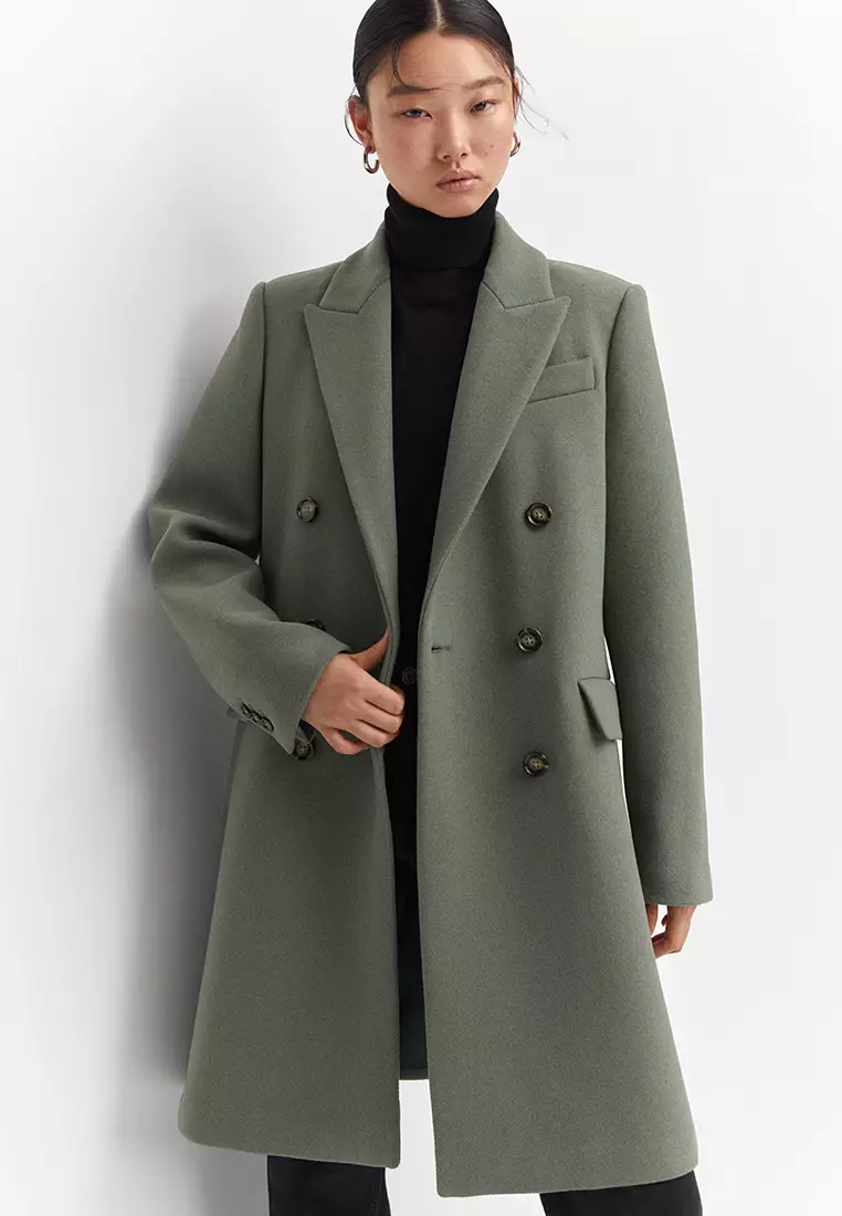 Wool double clearance breasted overcoat