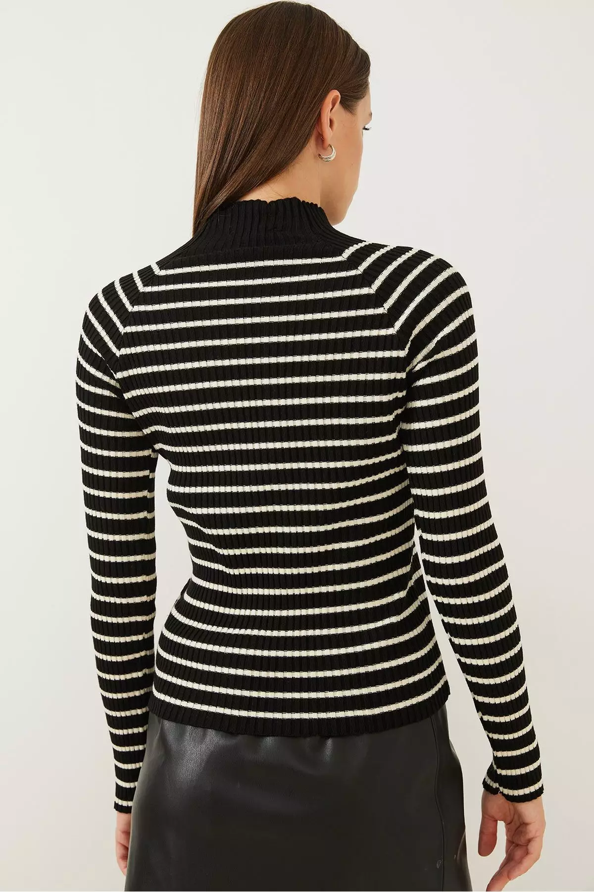 Women's Striped Turtleneck Sweater