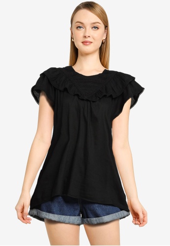 Old Navy black Lace Ruffle Top 4696AAAFC6E474GS_1