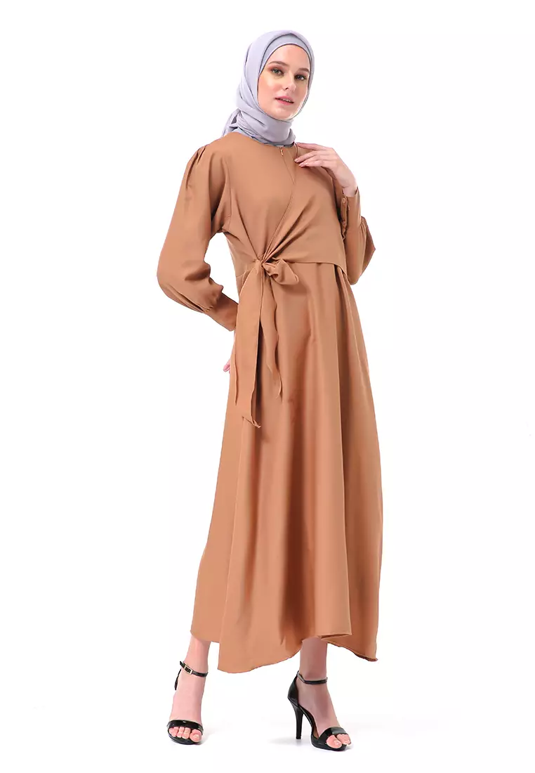 Alliyah Dress Gamis Muslimah Long Sleeve Model Balon Regular Fit Premium High Quality - Milo
