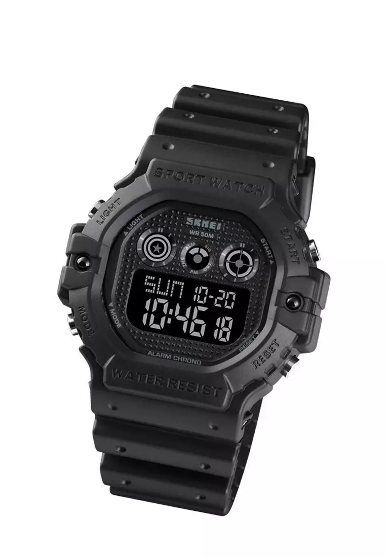 Jam Tangan Casual Digital Pria Water Resistant 50m Strap Tali Material PU CO07 ORIGINAL