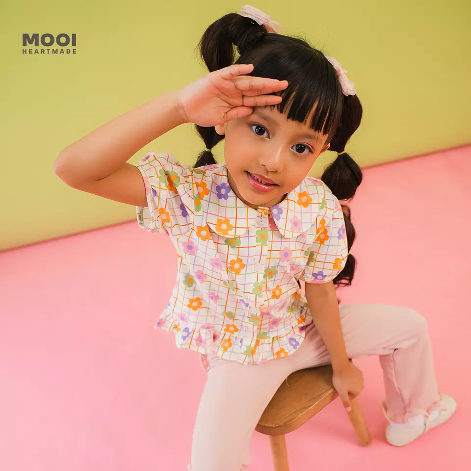 Mooi Atasan Anak Perempuan Shanna Top - Almond Cream