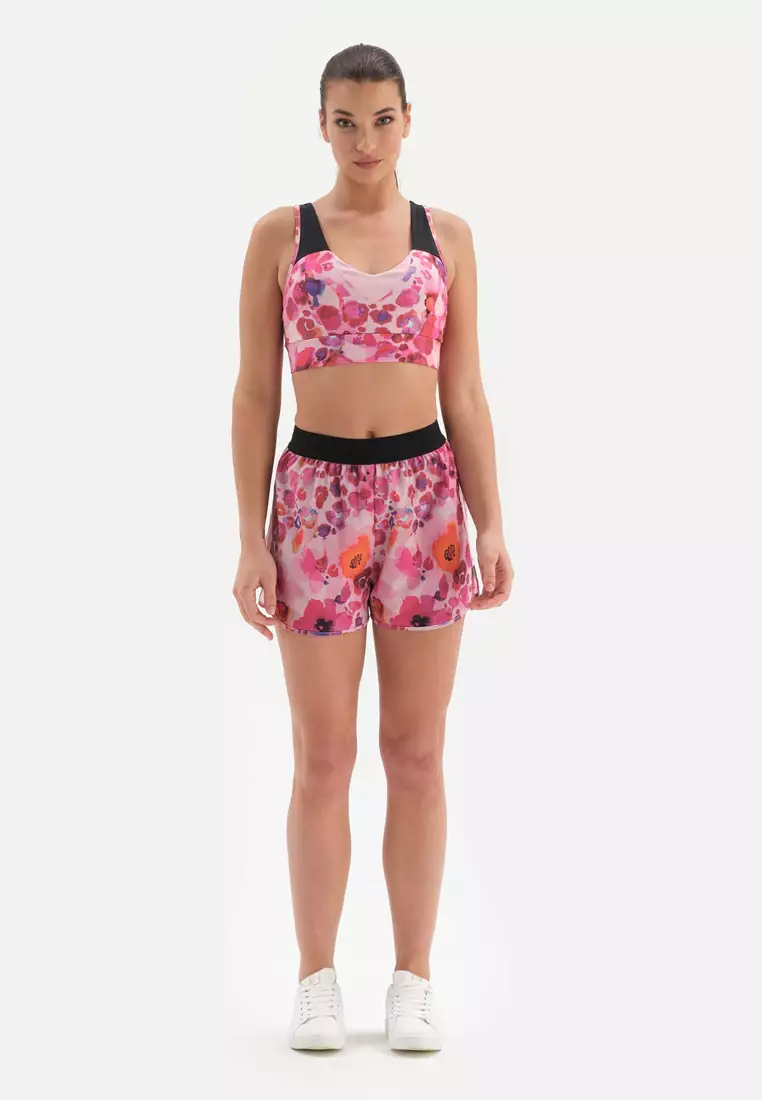 Pink Shorts, Degrade Printed, U-Neck, Regular, Sleeveless Activewear for Women