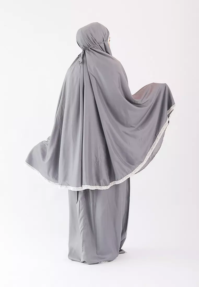 Cotton Bee - Mukena Dewasa List Renda - Grey