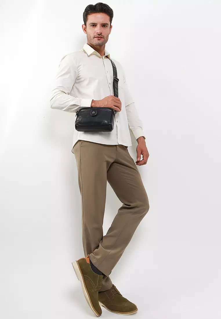 Distressed Leather Legacy Crossbody Pouch Bag