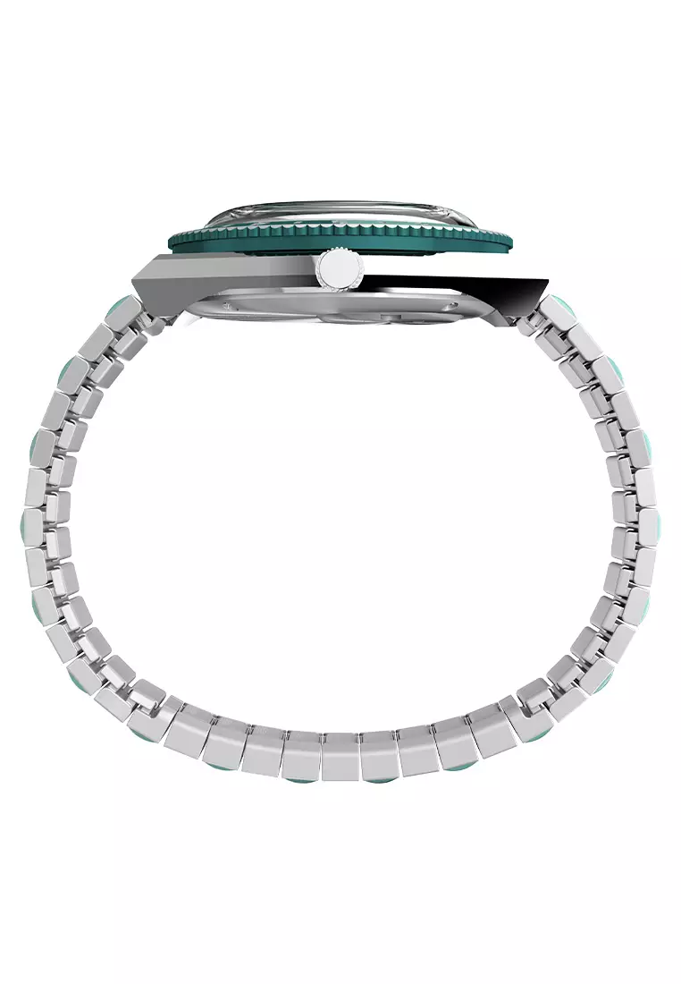 Timex Q Timex® Blue Stainless Steel Analog Quartz Watch For Women TW2W87800