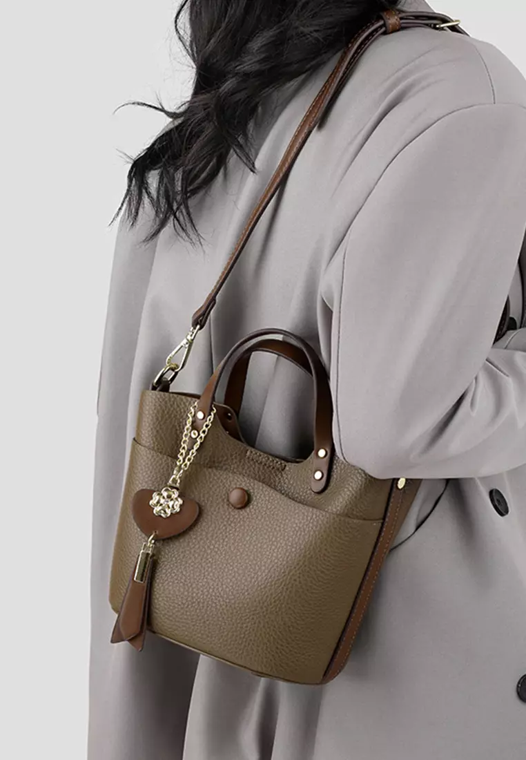 Color Matching Faux Leather Three-Way Bucket Bag JW HD-2814