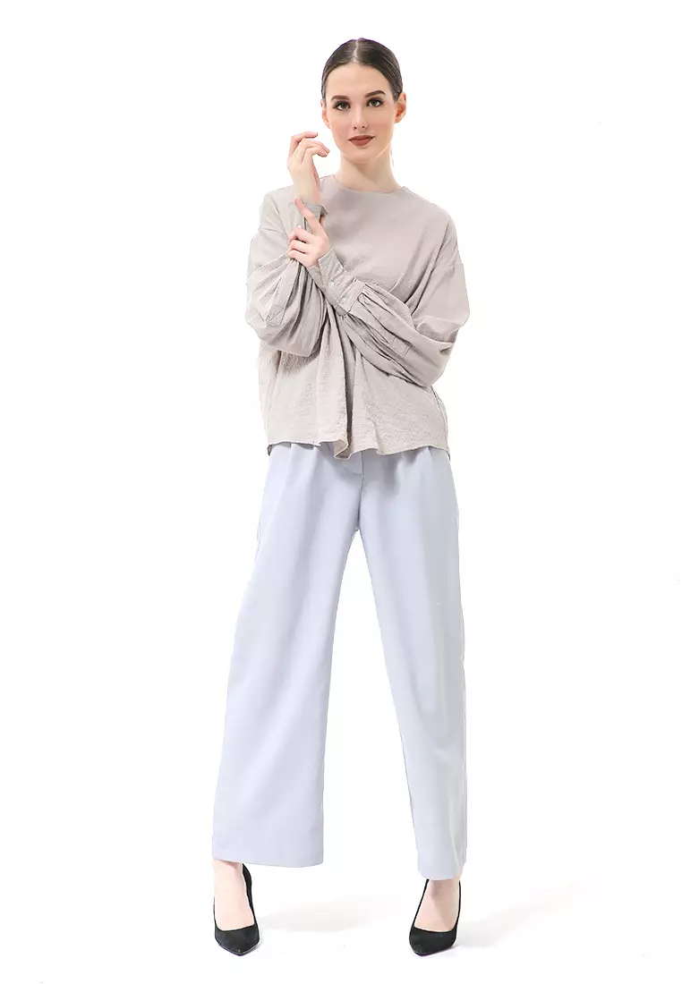 Susan Blouse Lengan Panjang Atasan Wanita Kasual High Quality - Grey