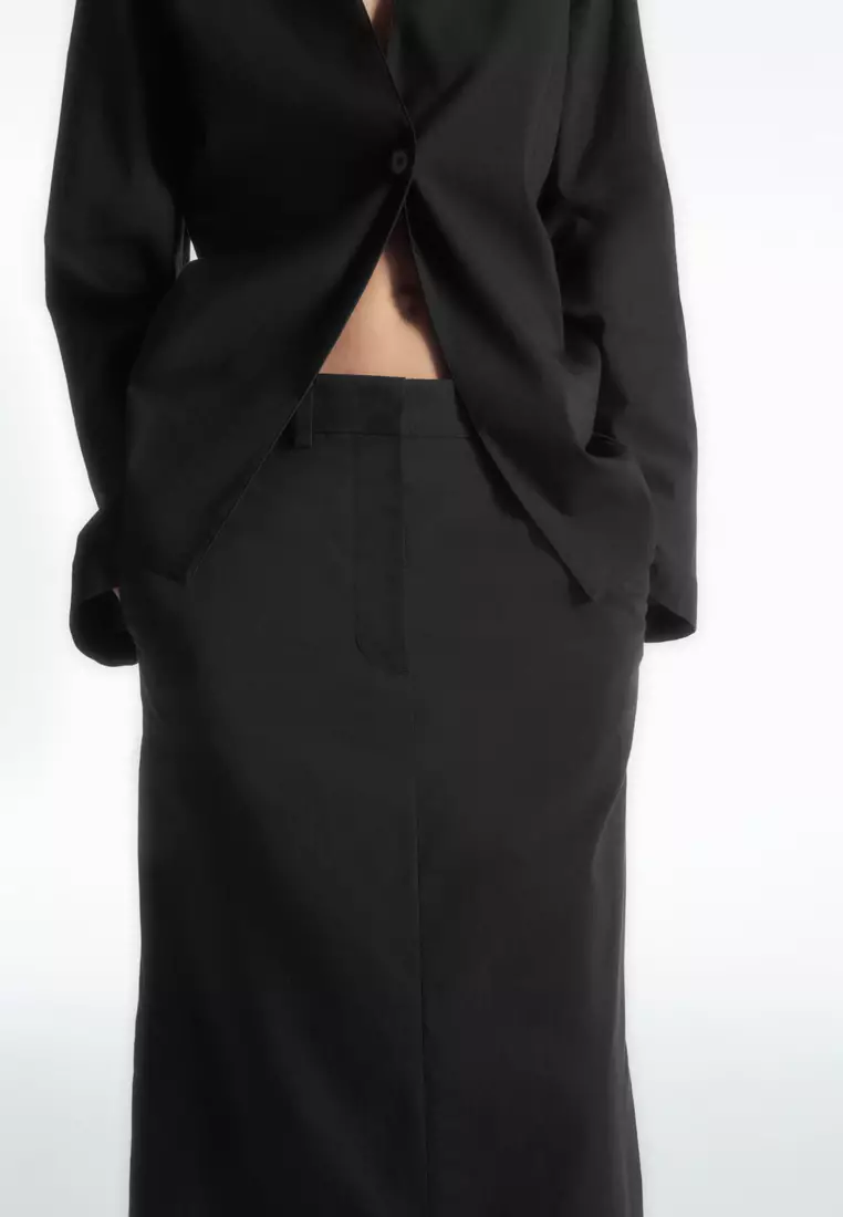 Tailored Linen-Blend Maxi Skirt