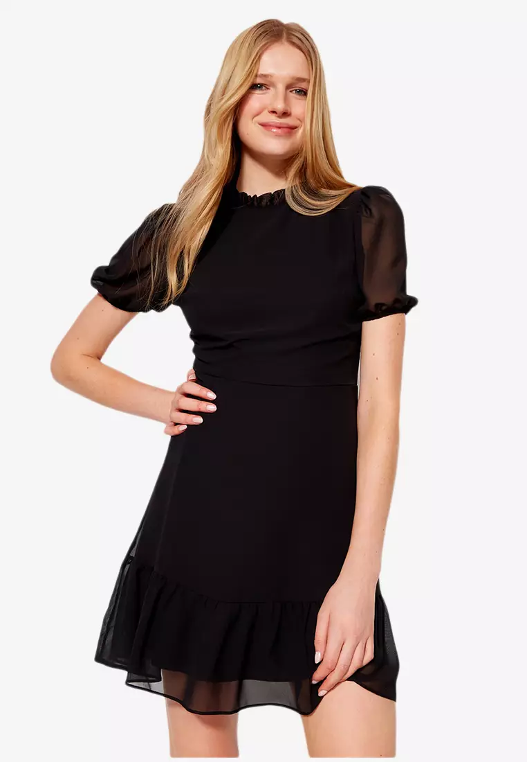 Buy Dressing Paula Twisted A-Line Textured Crepe Dress Online