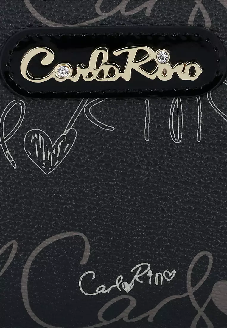 Buy Carlo Rino Black Calligraphy Monogram Zip-around Wallet 2026 Online ...