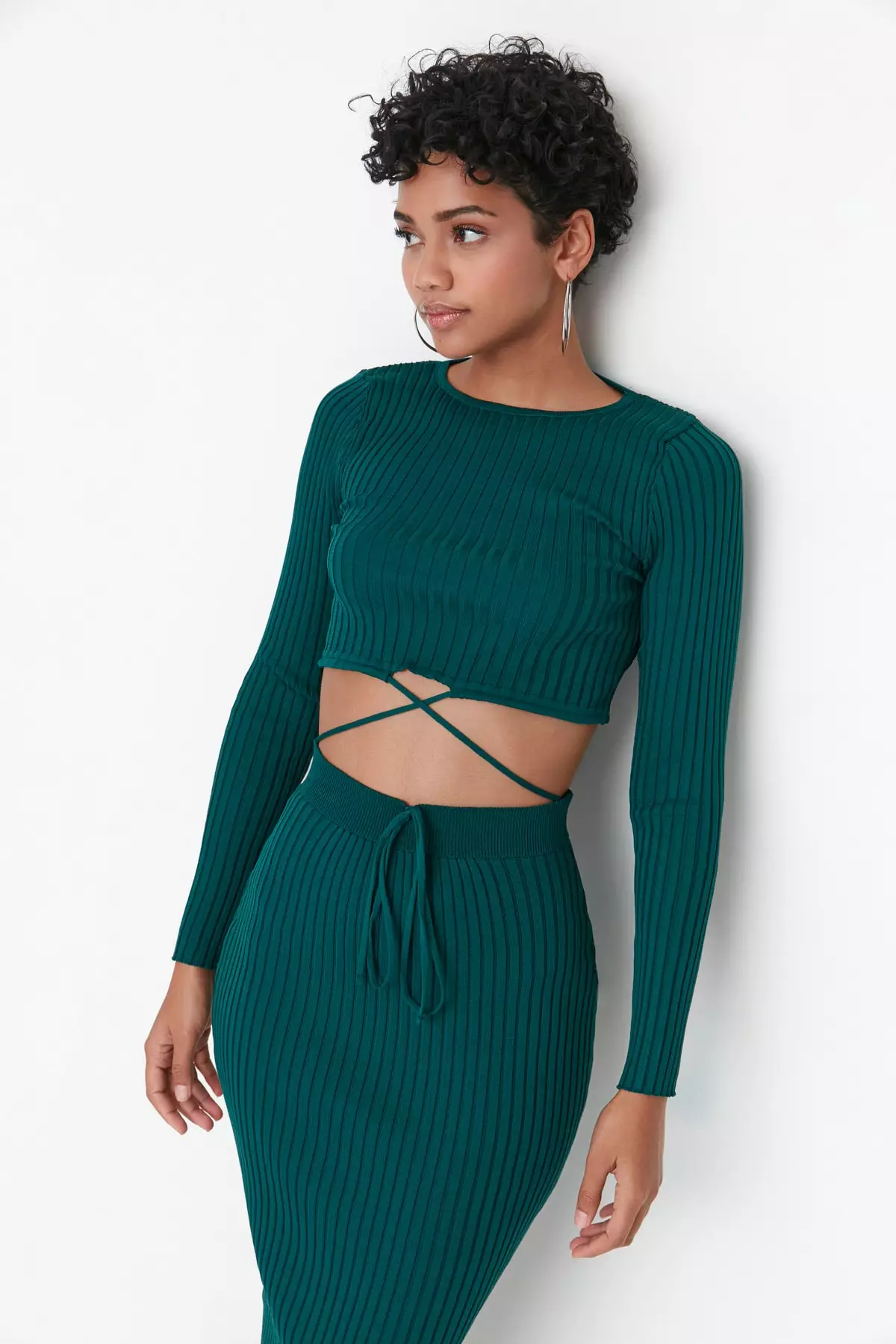 Crop Top Long Midi Skirt And Top Buy Trendyol Knit Crop Top Midi