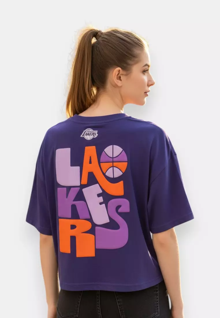 Los Angeles Lakers Crop Top for Women Retro Hoops Collection