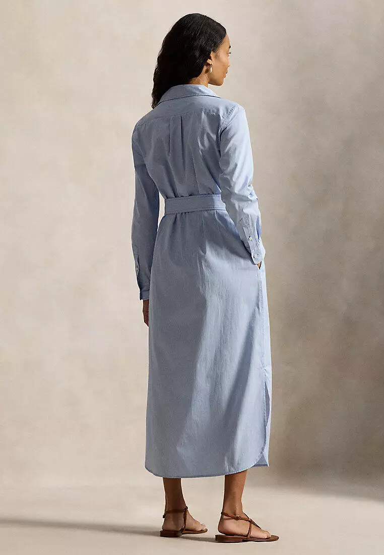Belted Striped Cotton Shirtdress