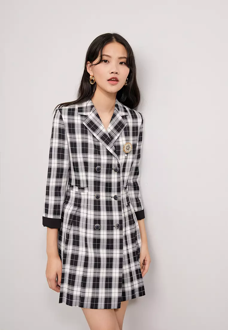 Uniform Style Checkered Mini Dress