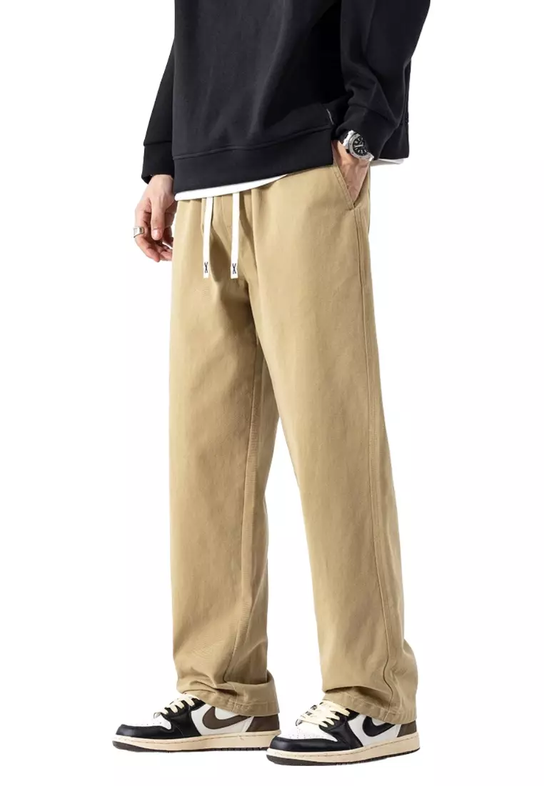 Men's casual pants with drawstring waist shop