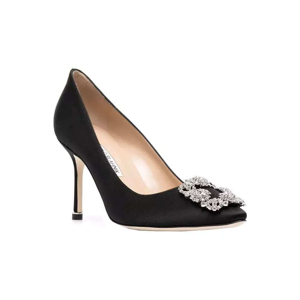 Hangisi 90 Satin Pumps With CLC Crystal Buckle Black