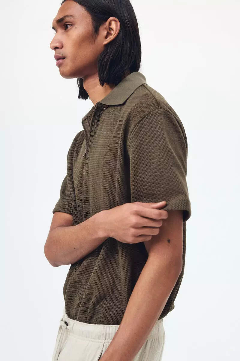 Regular Fit Hole-knit polo shirt