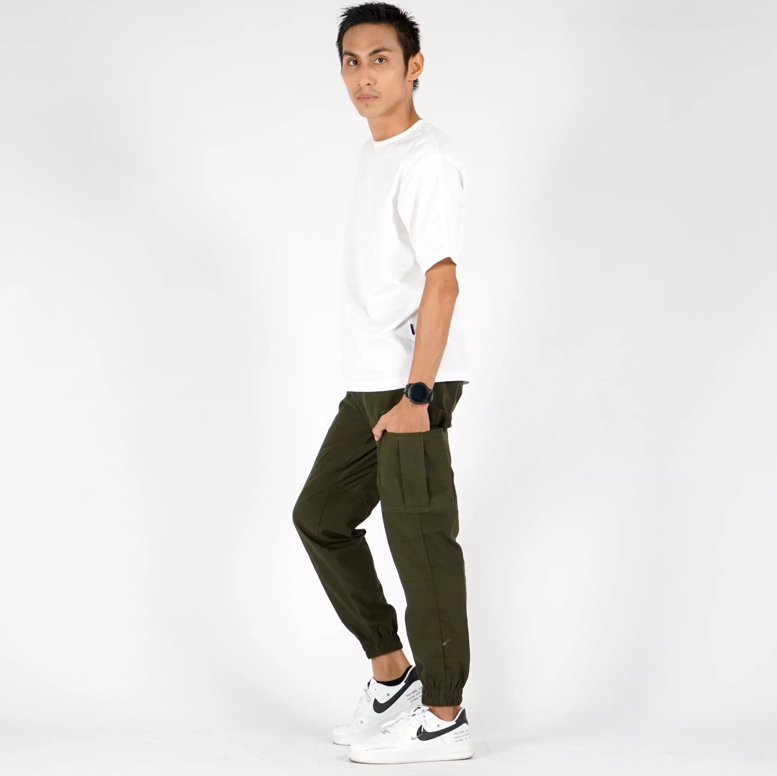  DAVE Celana Cargo Pria Cargo Pants Cargo Jogger Pria - ARMY