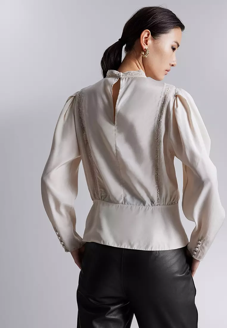 Embroidered Puff-Sleeve Blouse