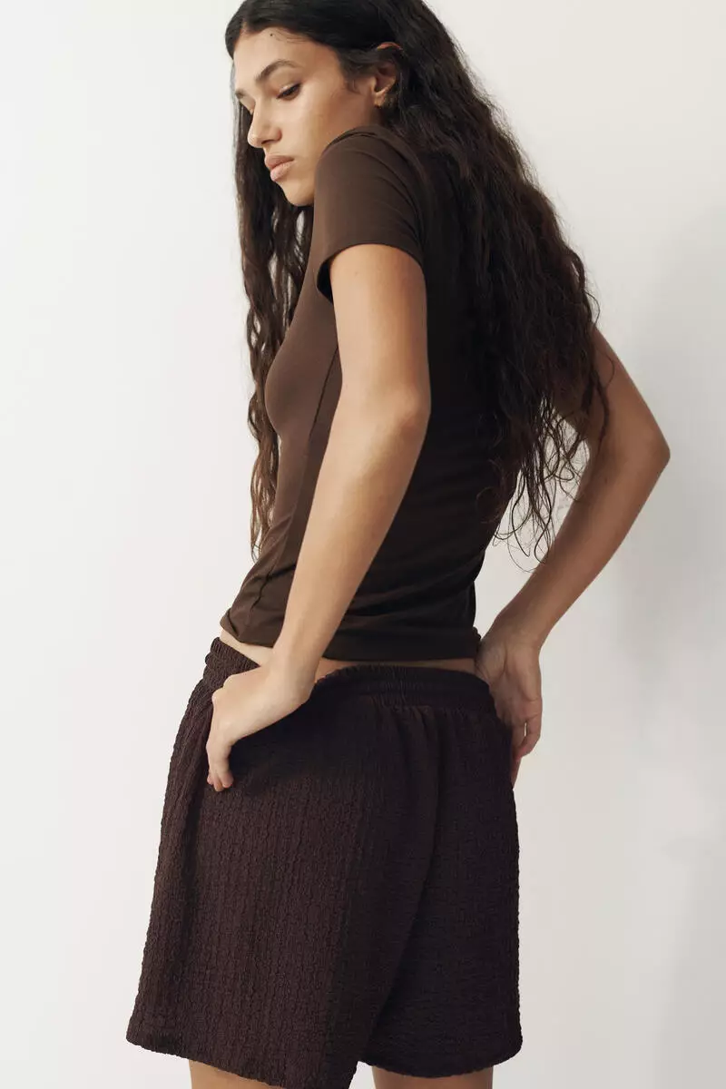 Textured jersey drawstring shorts